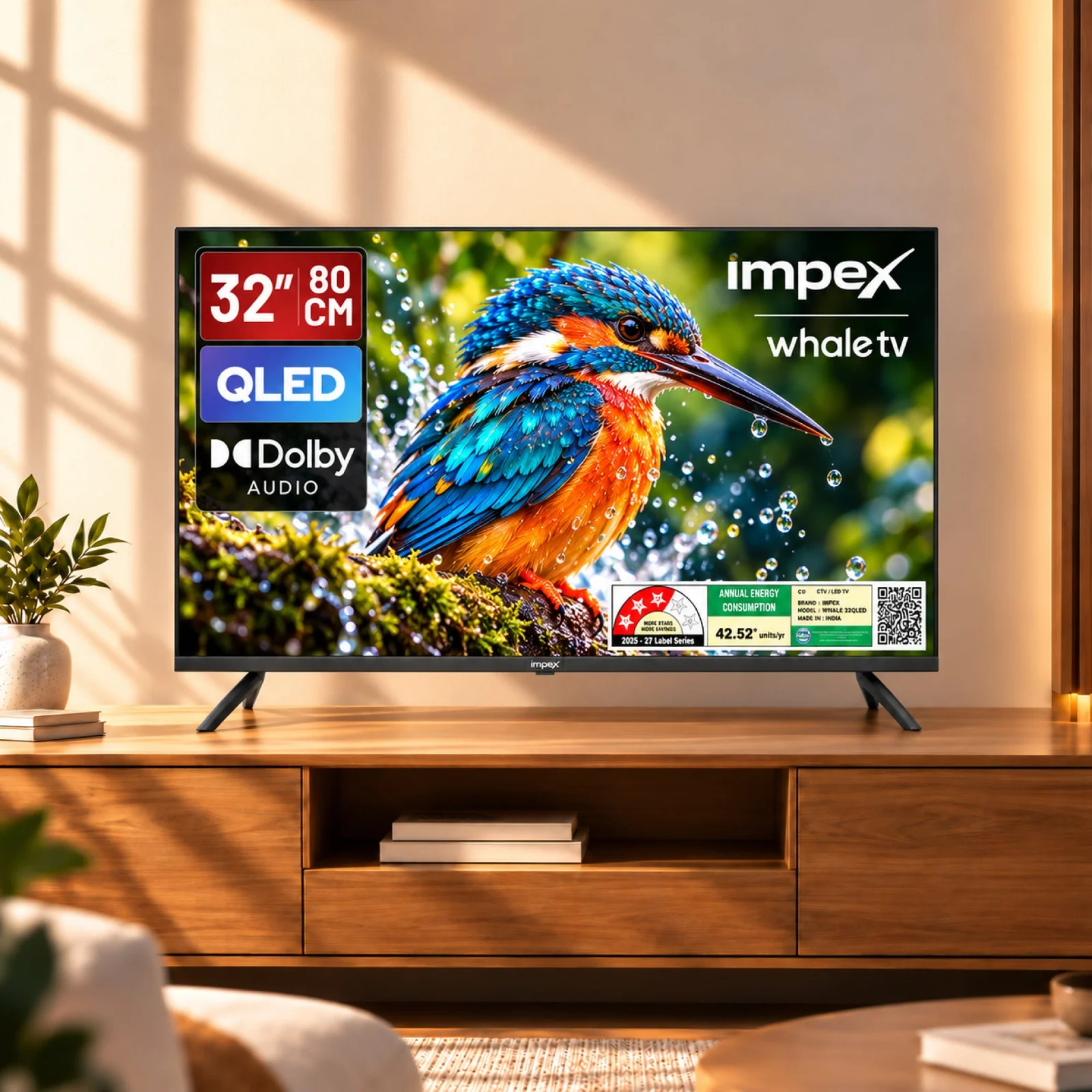 Impex QLED TV (WIOS 32A2QSK1) 32" QLED SMART TV | 3 YEARS WARRANTY | WHALE TV | VOICE REMOTE