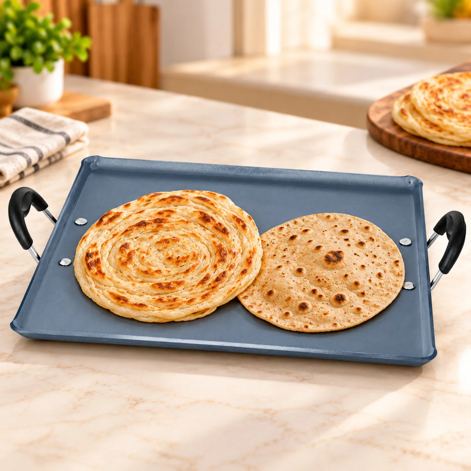 Impex TRUCERA CPT 3334G Multipurpose Tawa | 33 x 34 cm Ceramic Non-Stick Tawa | Induction & Gas Compatible | 2-Year Warranty