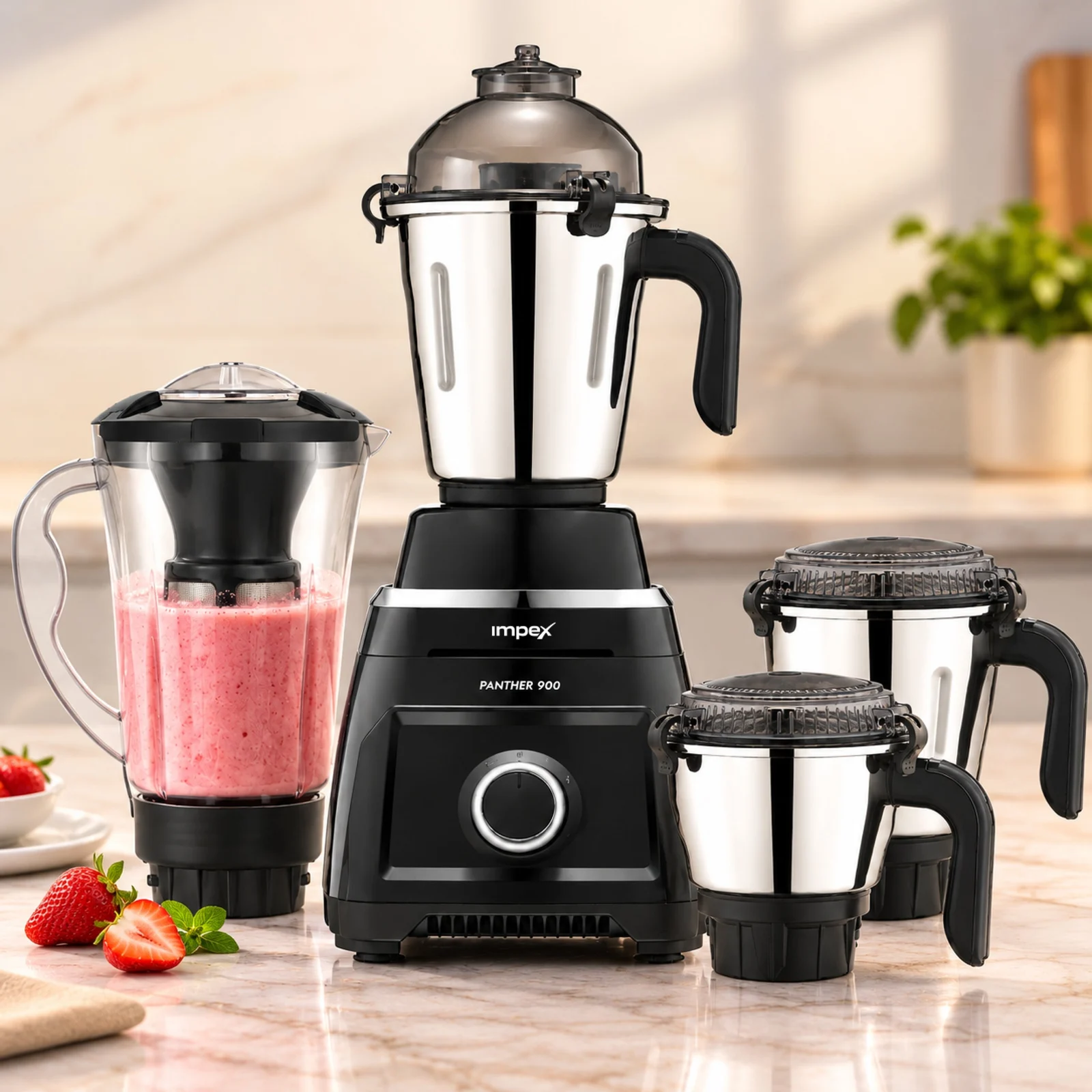 Impex Panther X9 4J Mixer Grinder (Black) | 900W Motor | 4 Jars | 7-Year Motor Warranty